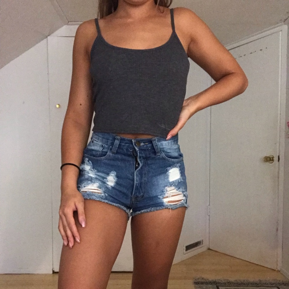 Grey cotton crop top